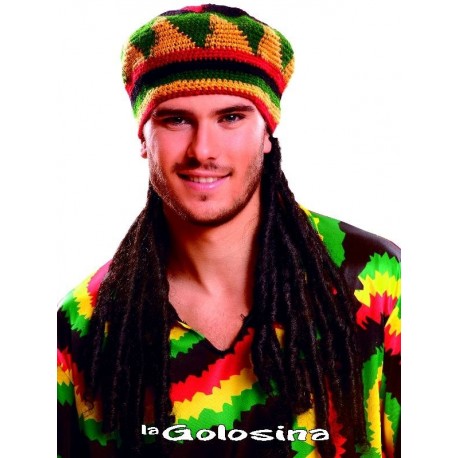 Gorro de punto con trenzas de rastas