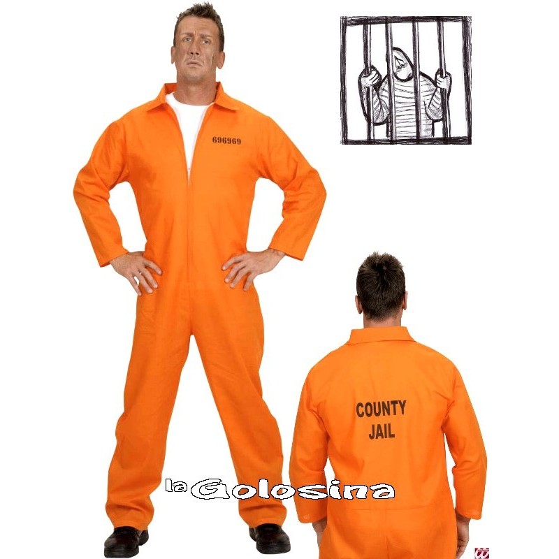 Disfraz de prisionero Mono de prisión naranja Disfraces de adultos para  hombres Mujeres Traje criminal de cárcel